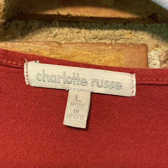 Charlotte Russe plunge v-neck crisscross top  short sleeve size L - Picture 3 of 3